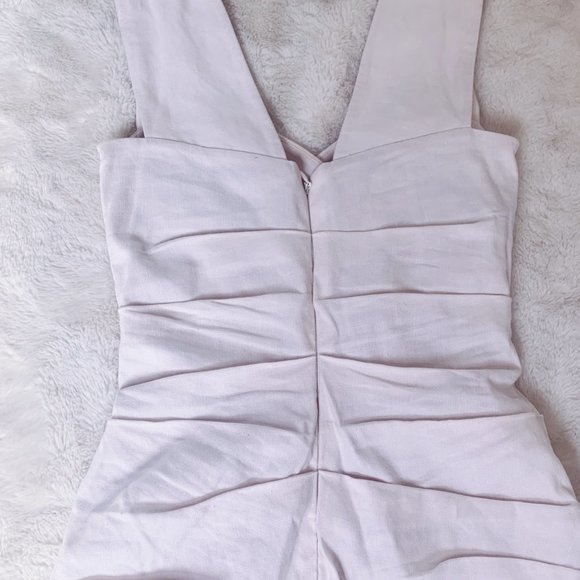 Nicole Miller Ruched White Linen Mini Dress - Picture 6 of 7